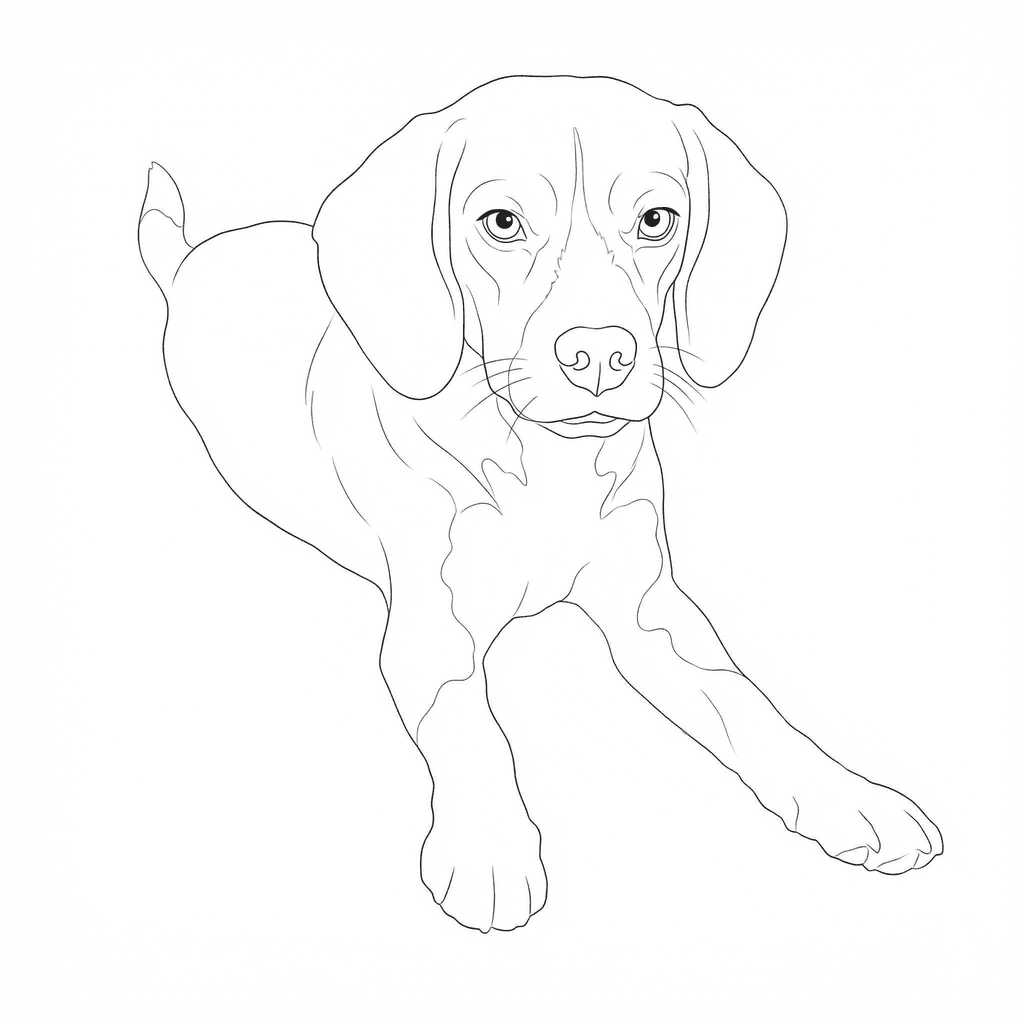 Beagle fine line tattoo stencil preview