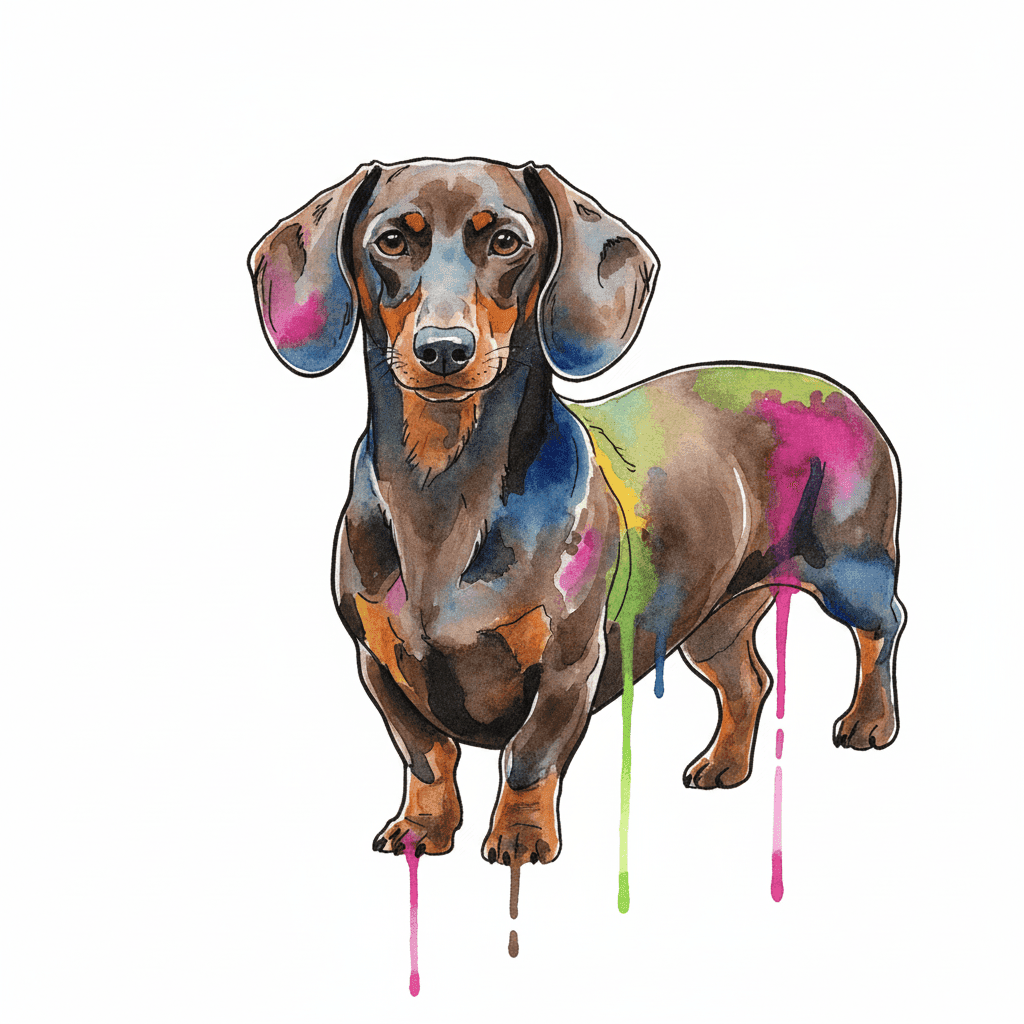 Dachshund Watercolor tattoo stencil by InkMyPet