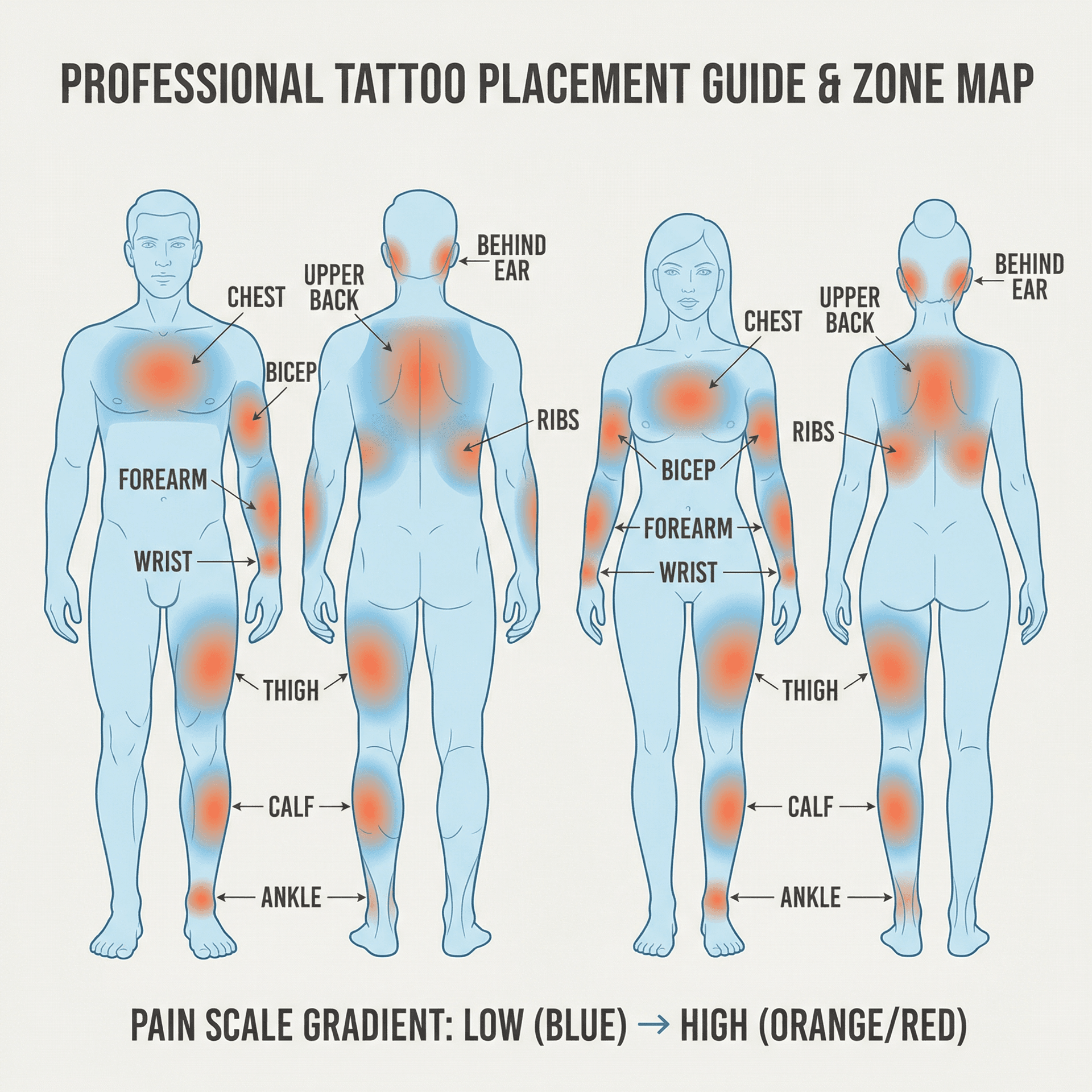 Tattoo placement zone map