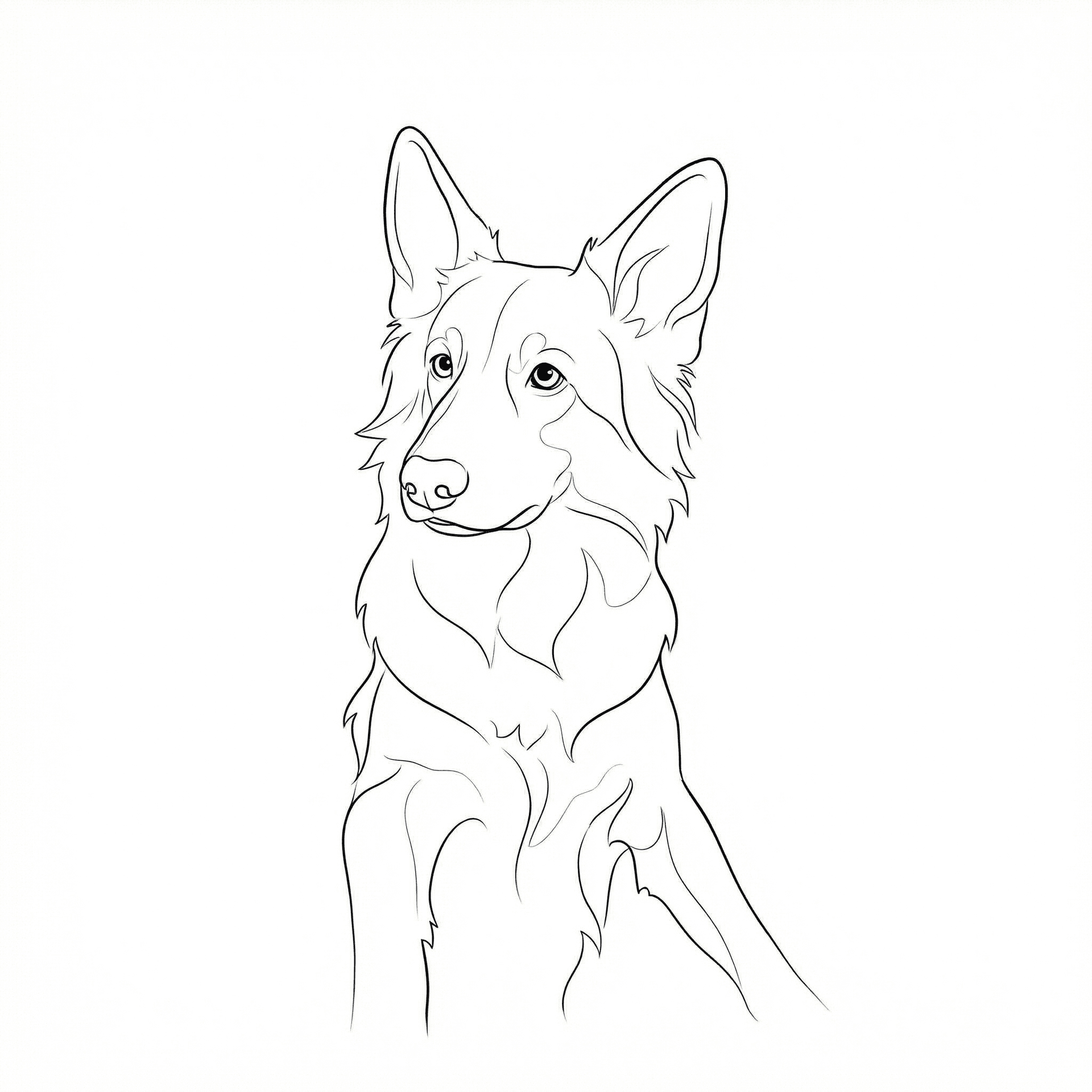 German Shepherd fine line tattoo stencil preview