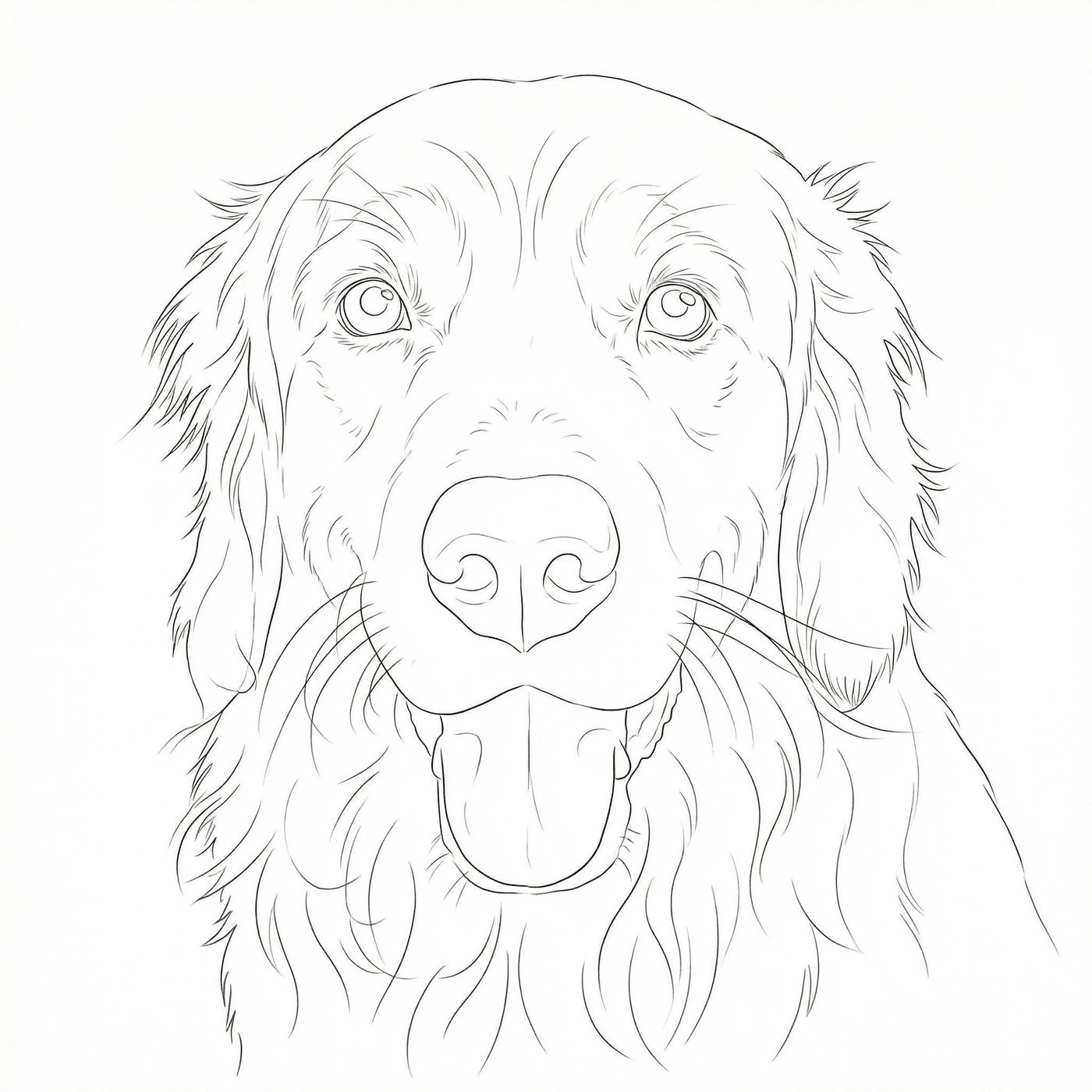 Golden Retriever fine line tattoo stencil preview
