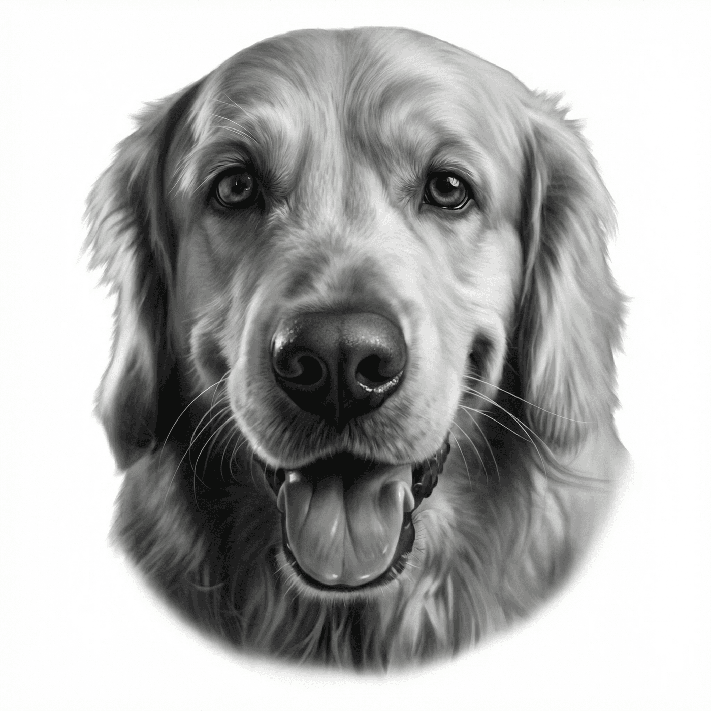 Golden Retriever realistic black and grey tattoo stencil by InkMyPet