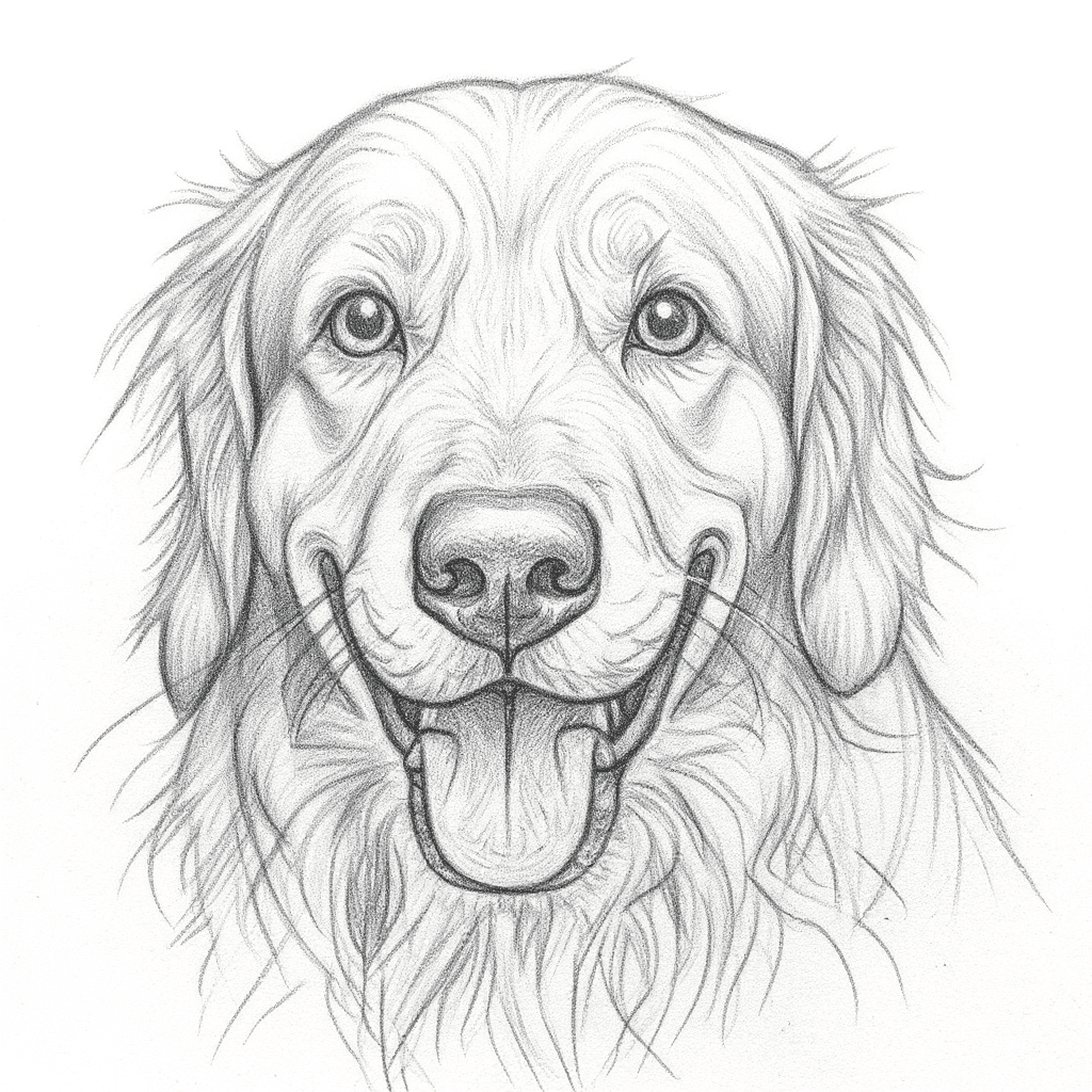 Golden Retriever Hand-Drawn tattoo stencil by InkMyPet