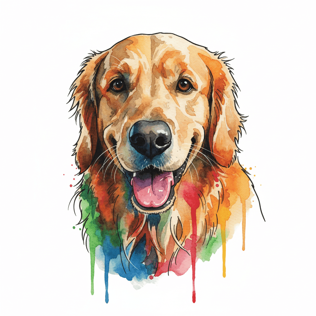 Golden Retriever Watercolor tattoo stencil by InkMyPet