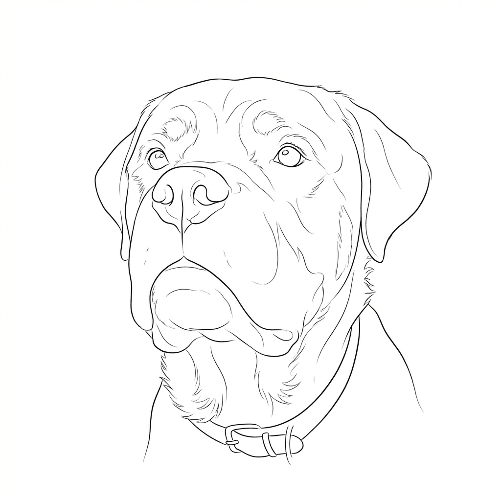Rottweiler fine line tattoo stencil preview