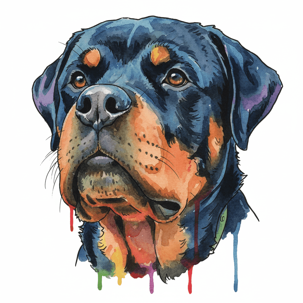 Rottweiler Watercolor tattoo stencil by InkMyPet