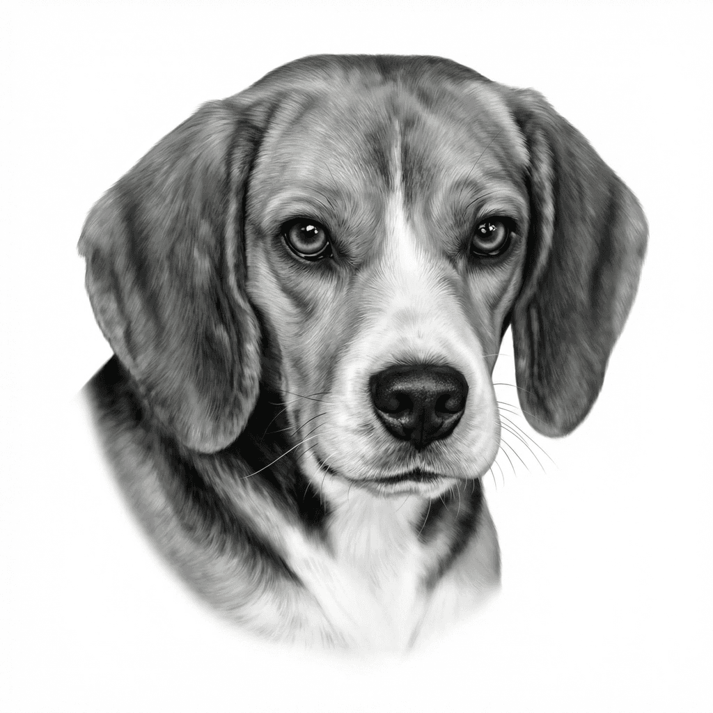 Beagle realistic tattoo stencil by InkMyPet