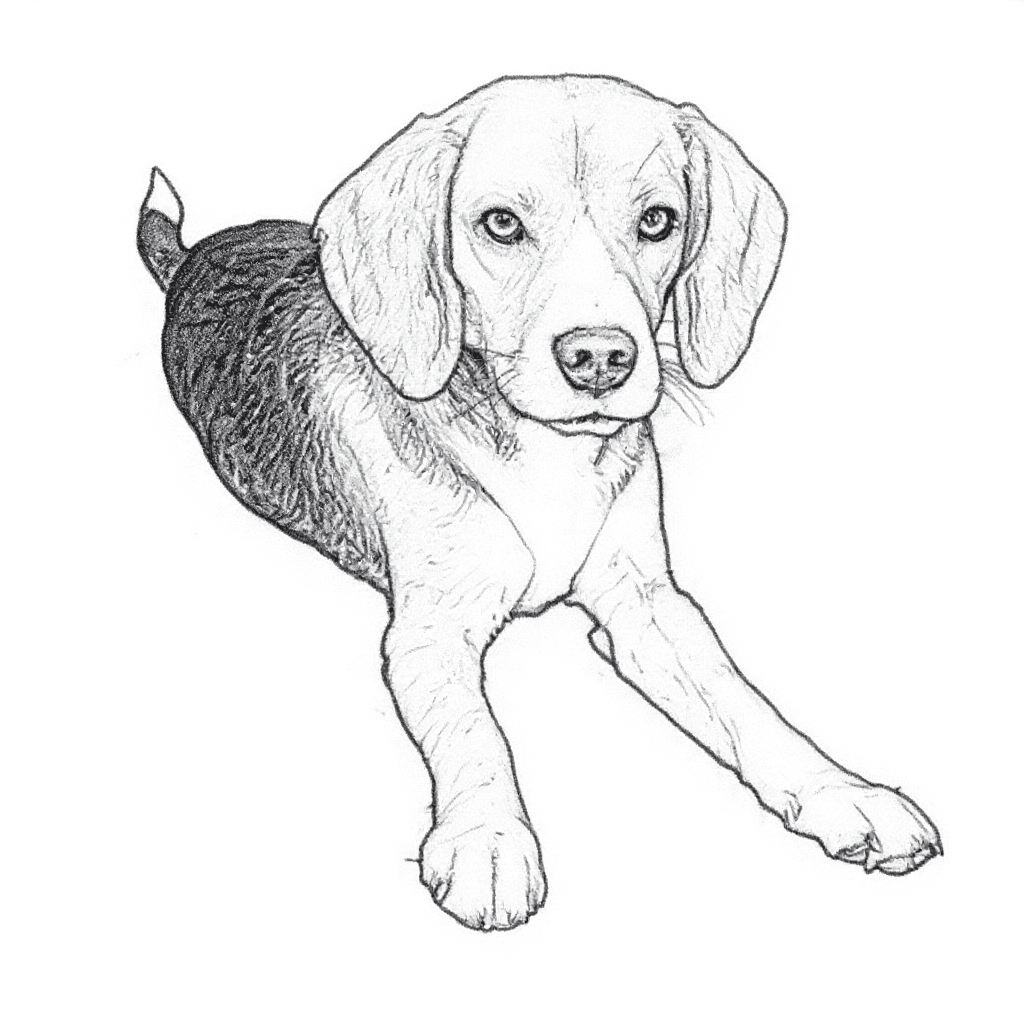 Beagle Hand-Drawn tattoo stencil by InkMyPet