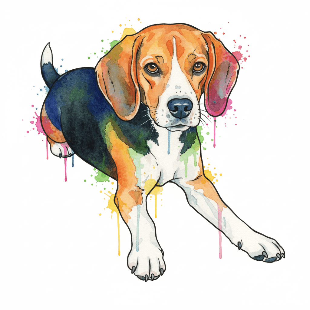 Beagle Watercolor tattoo stencil by InkMyPet