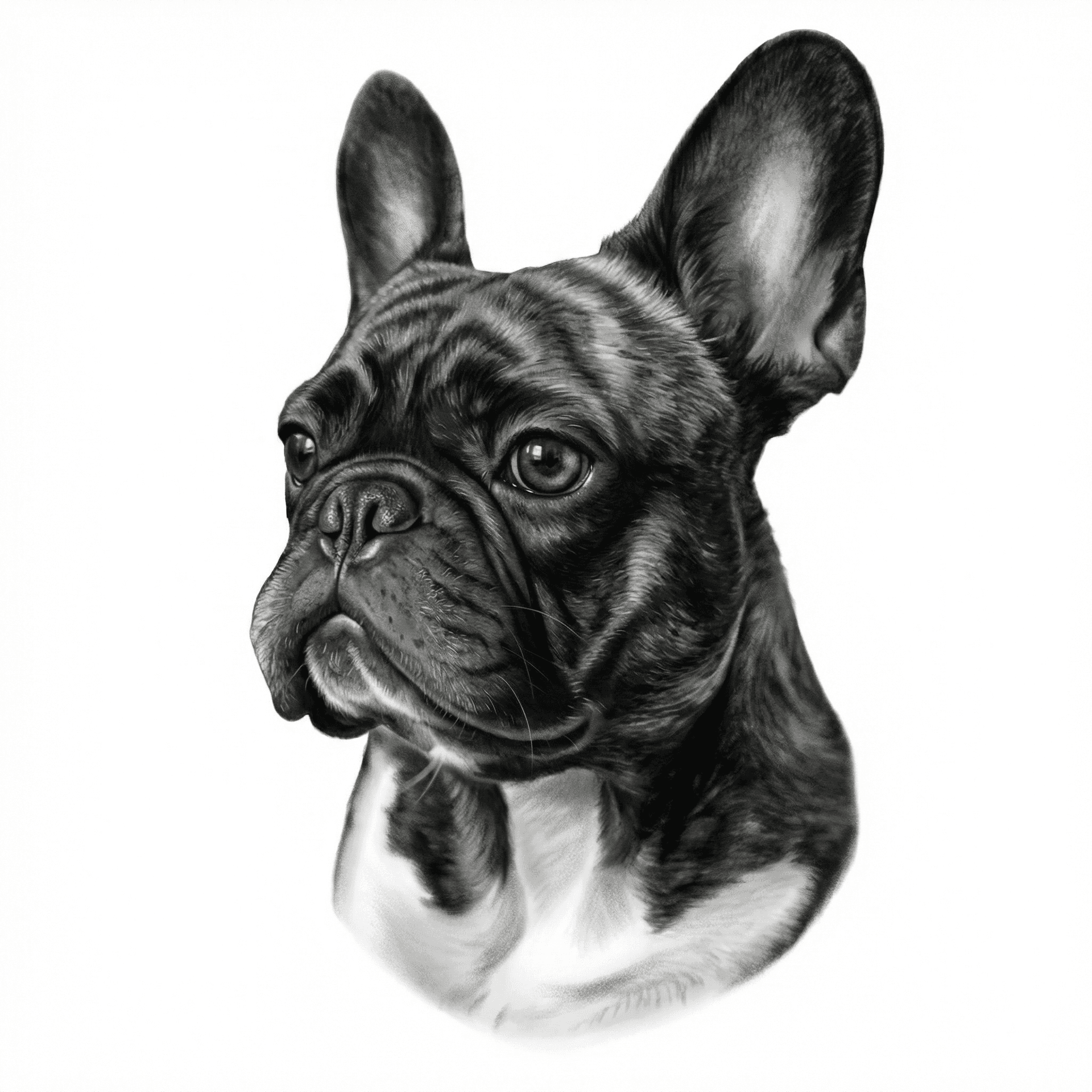 French Bulldog realistic black and grey tattoo stencil by InkMyPet