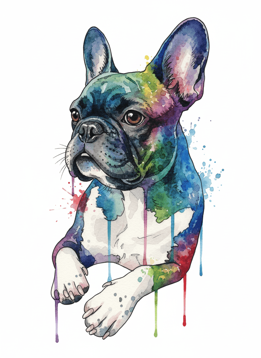 French Bulldog Watercolor tattoo stencil by InkMyPet