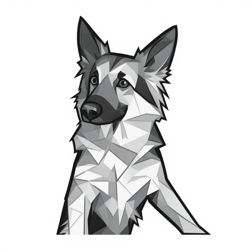 Geometric German Shepherd tattoo stencil example