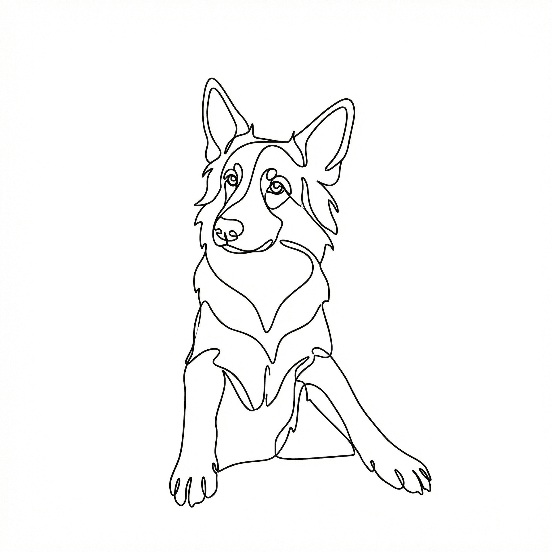Minimalist German Shepherd tattoo stencil example